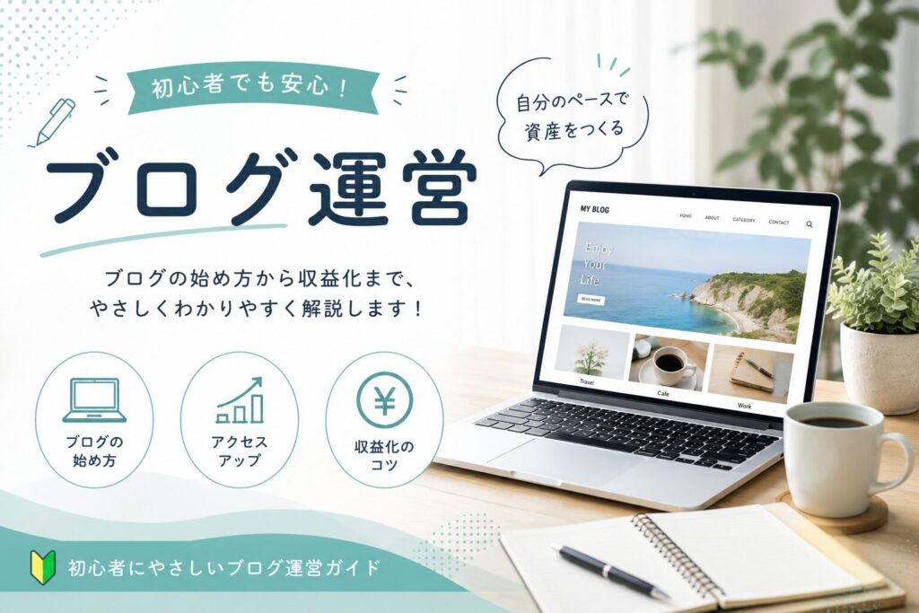 ブログ運営の始め方や収益化について初心者向けに紹介するカテゴリー画像