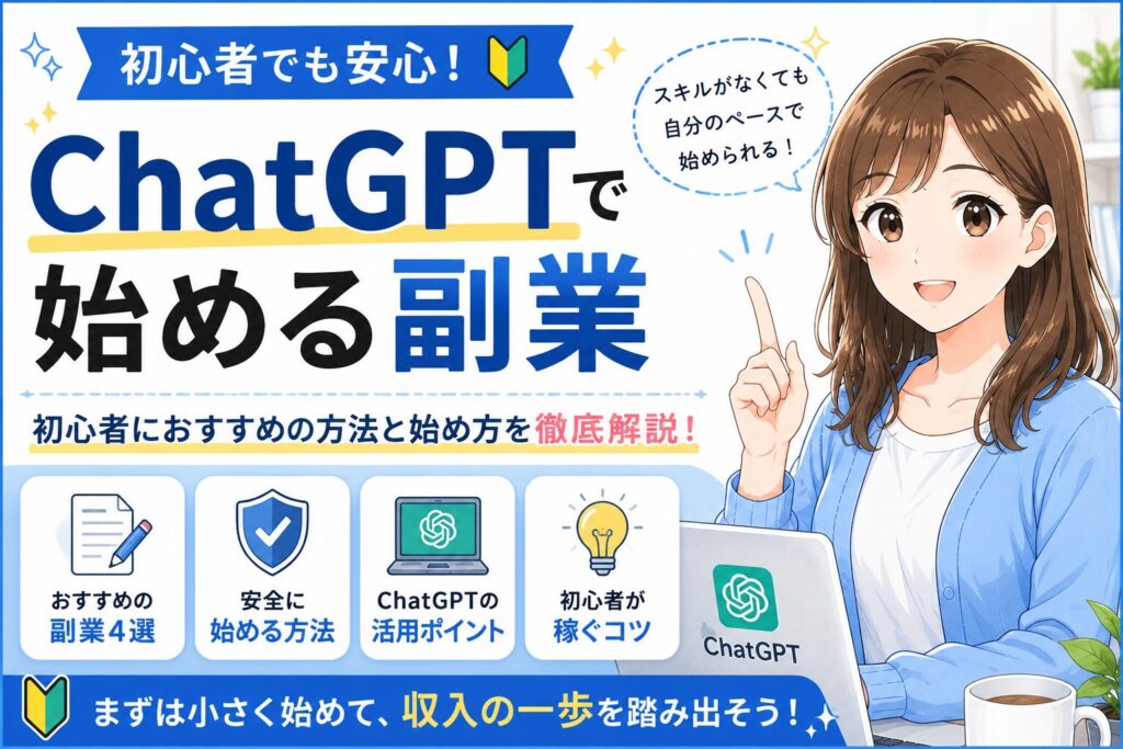 ChatGPTで始める副業について解説する編集部みおのサムネイル画像