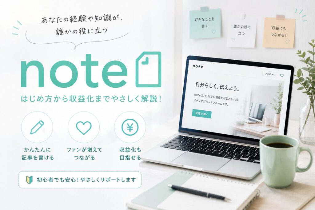 noteの始め方や収益化について初心者向けに紹介するカテゴリー画像