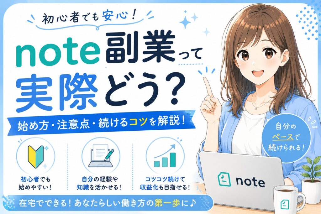note副業の始め方や注意点を紹介する編集部みおのサムネイル画像