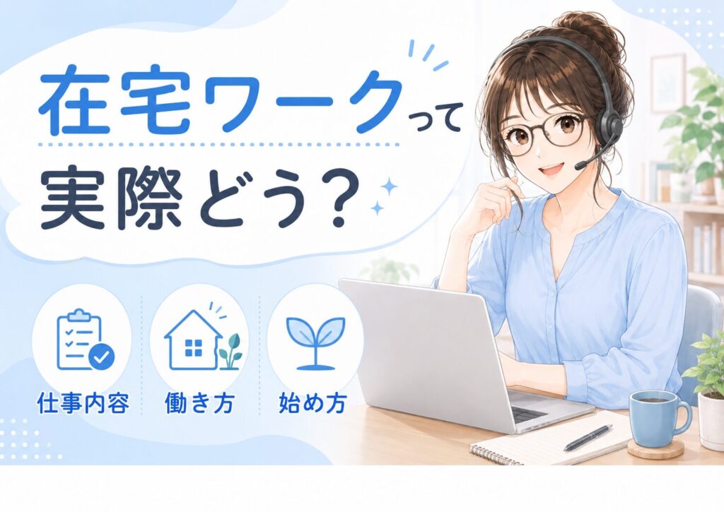 在宅ワークの仕事内容や働き方、始め方を初心者向けにわかりやすく紹介するH2画像